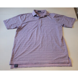 Turtleson Polo Shirt M Blue Pink‎ Striped Performance Stretch Golf Casual Men